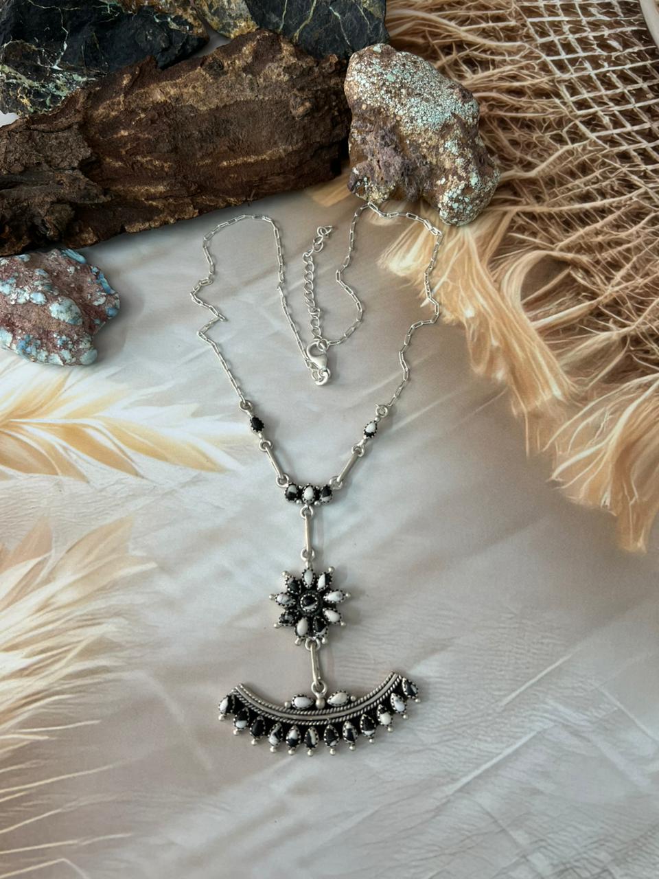 Handmade Sterling Silver White Buffalo Necklace "Signed Nizhoni"
