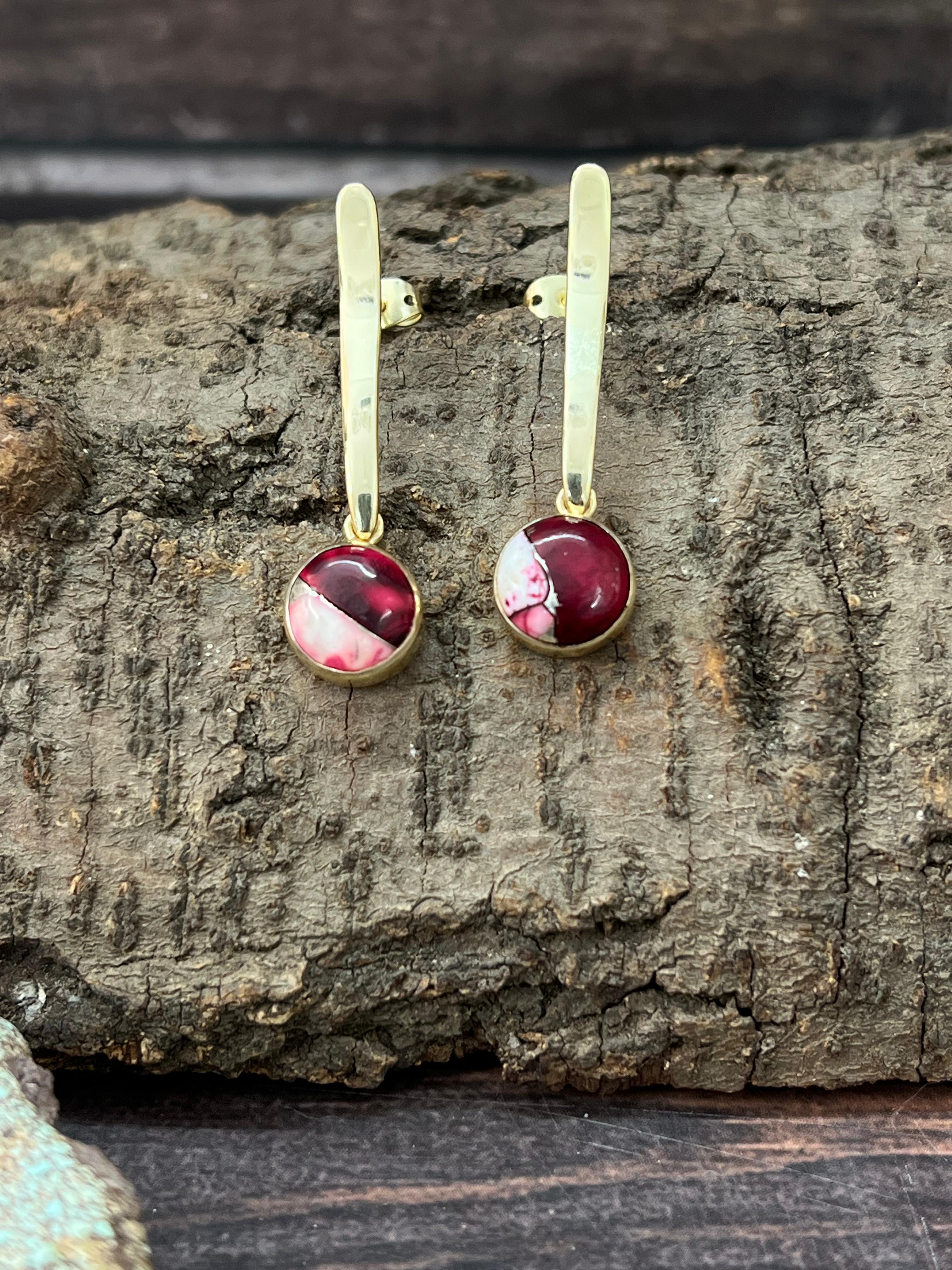 “The Golden Collection” Handmade Natural Dahlia Rose Post Dangle Earrings