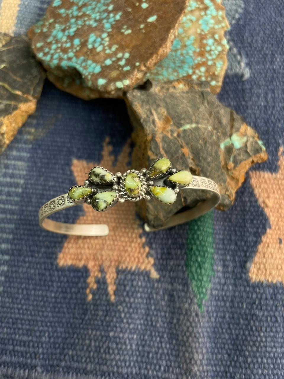 Handmade Sterling Silver Palomino Turquoise Cuff Bracelet "Signed Nizhoni"