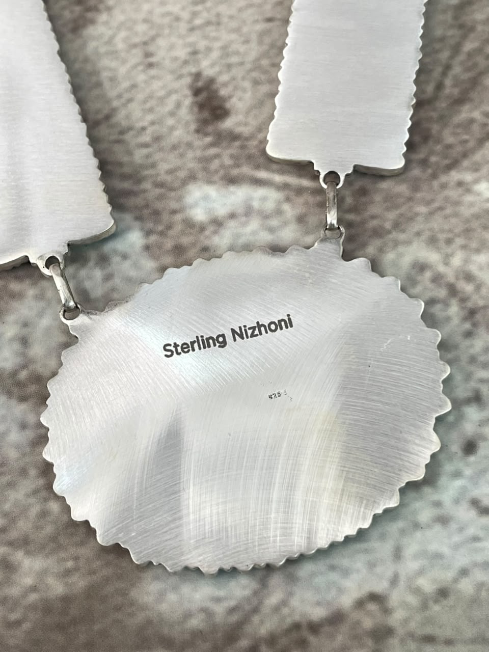 Handmade Sterling Silver Kingman Turquoise Necklace Signed Nizhoni