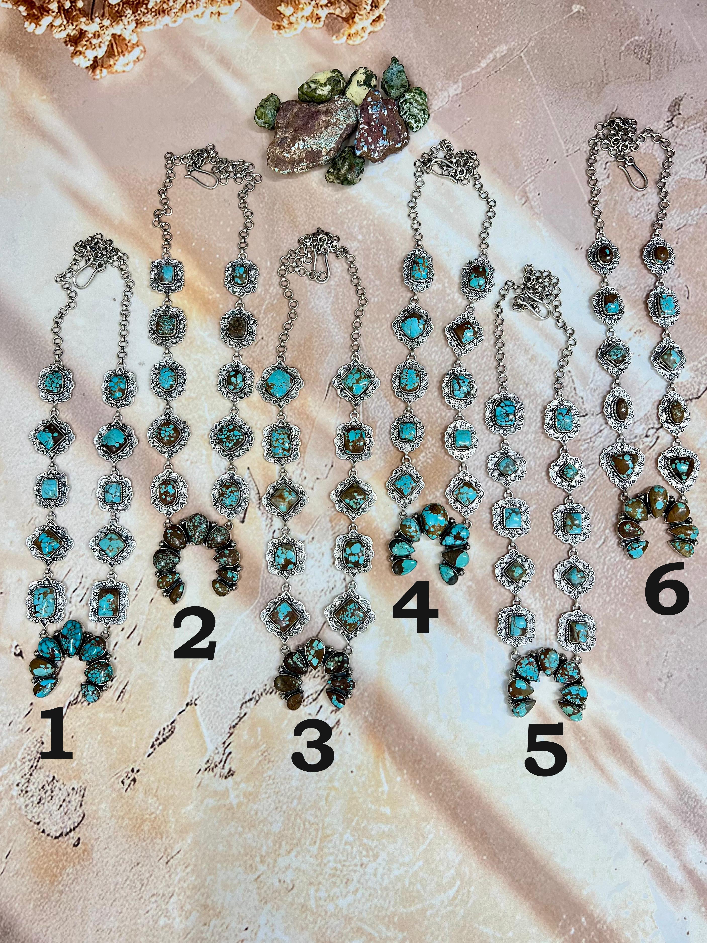 Handmade Sterling Silver Number 8 Turquoise Naja Necklace Signed Nizhoni