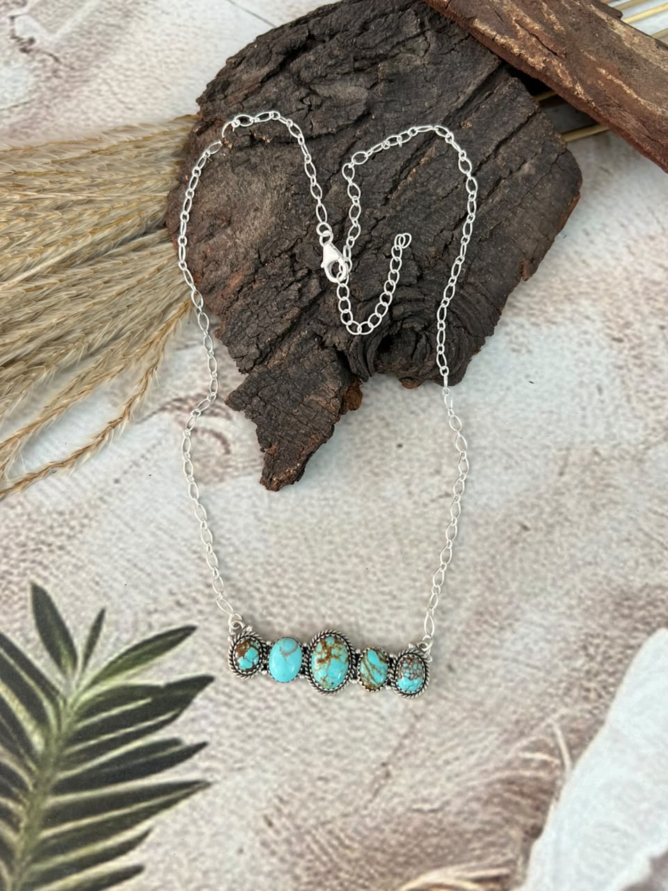 Handmade Sterling Silver Number 8 Turquoise Necklace Signed Nizhoni