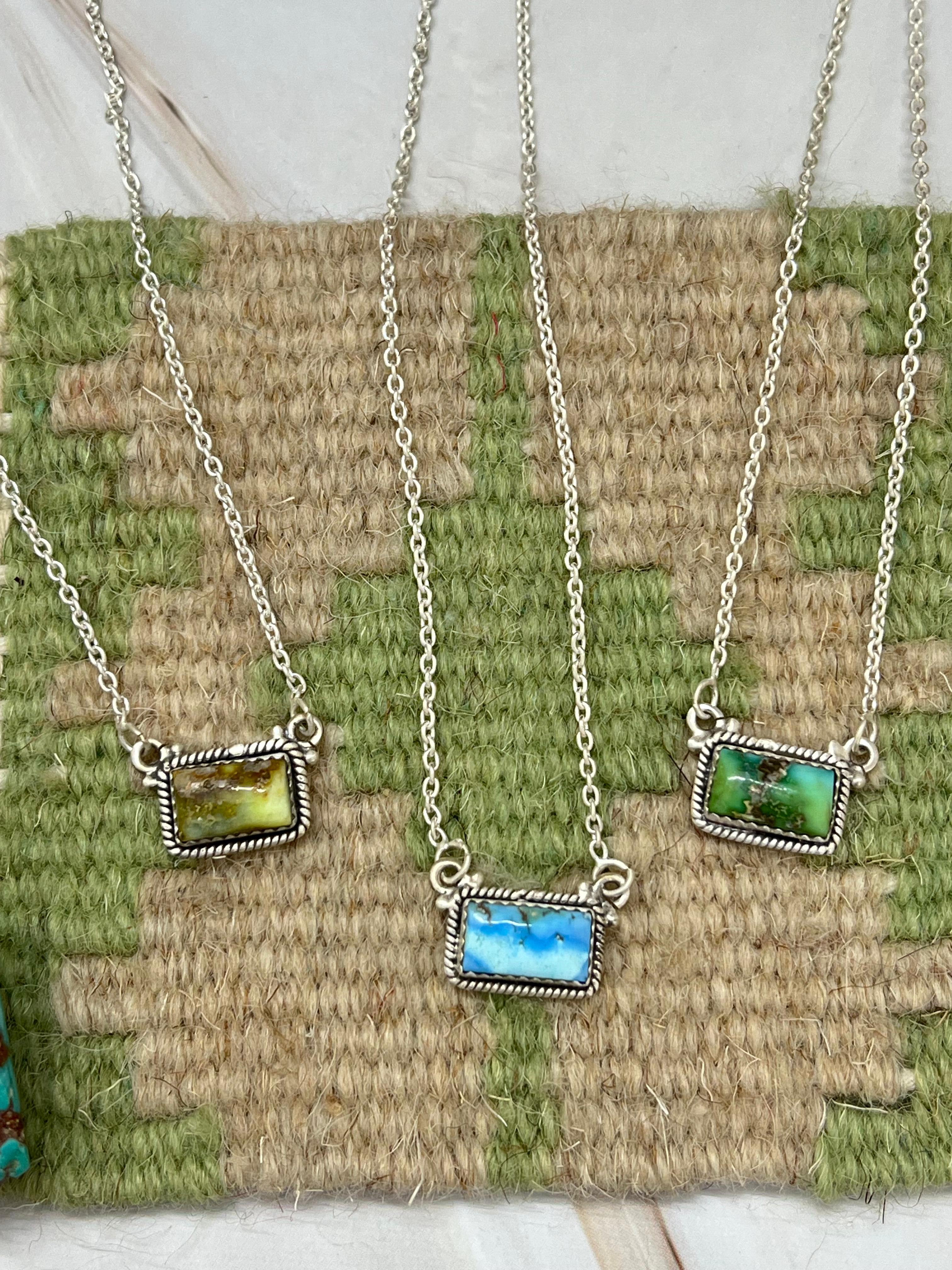 Handmade Sterling Silver Multi Stone Necklace with Signed Nizhoni