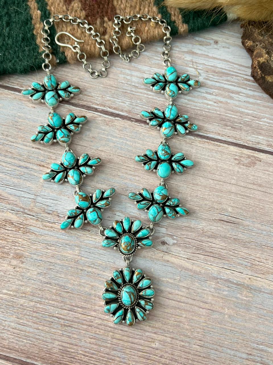 Handmade Sterling Silver Mint Dahlia Collection: Necklace "Signed Nizhoni"