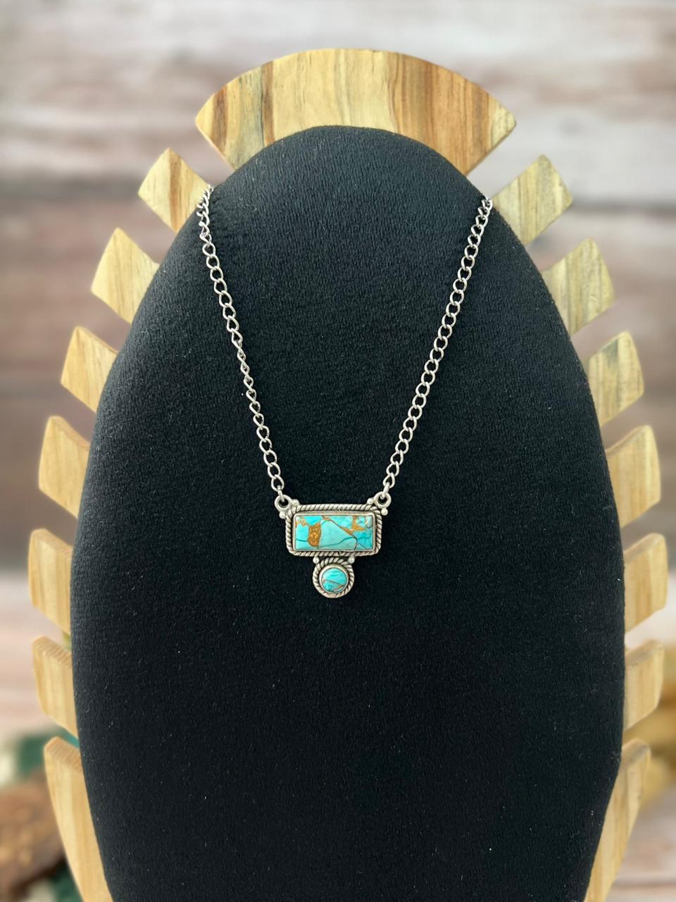 Handmade Sterling Silver Mint Dahlia Collection: Necklace "Signed Nizhoni"