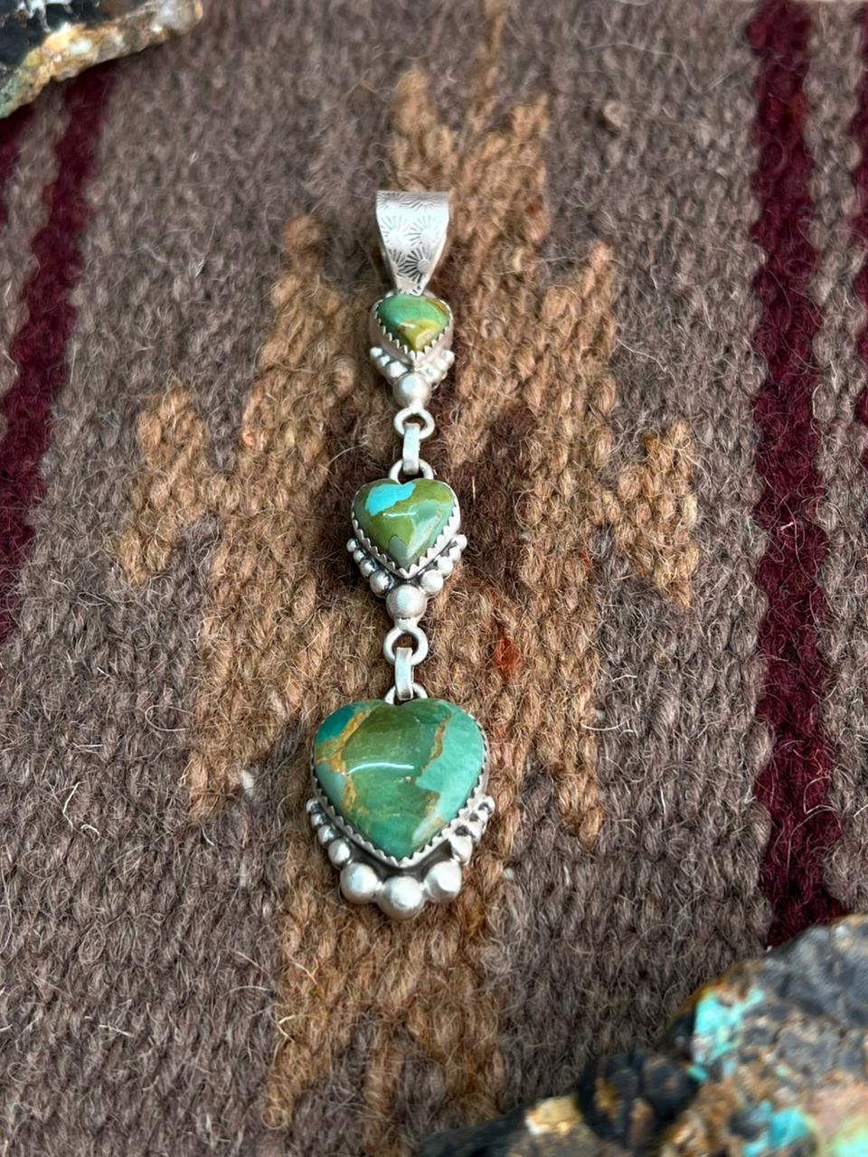 Handmade Sterling Silver Kingman Turquoise Pendant "Signed Nizhoni"