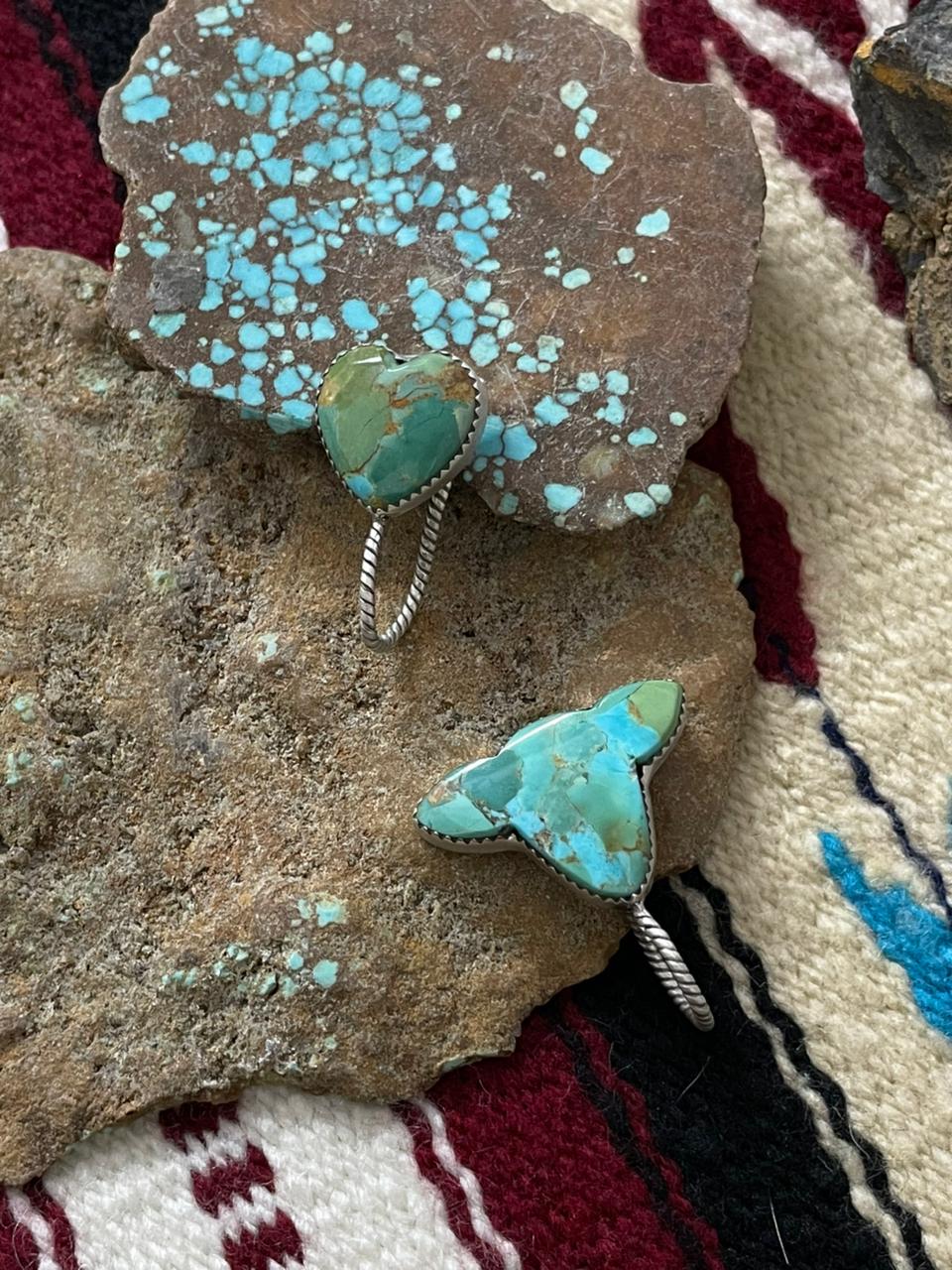 Handmade Sterling Silver Kingman Turquoise Hat Pins "Signed Nizhoni"