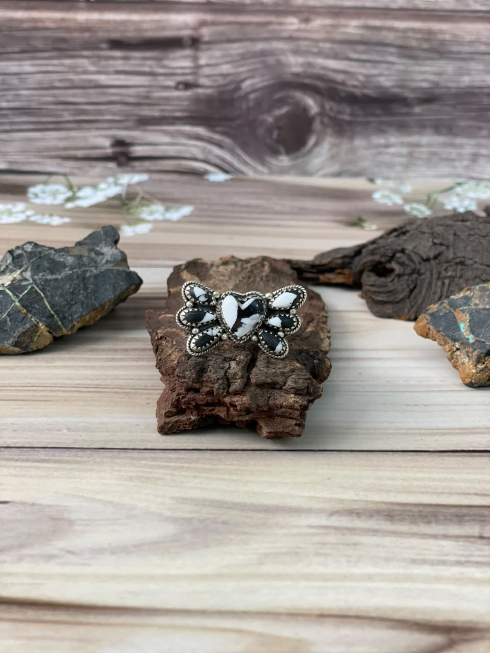 Handmade Sterling Silver White Buffalo Adjustable Ring Signed Nizhoni