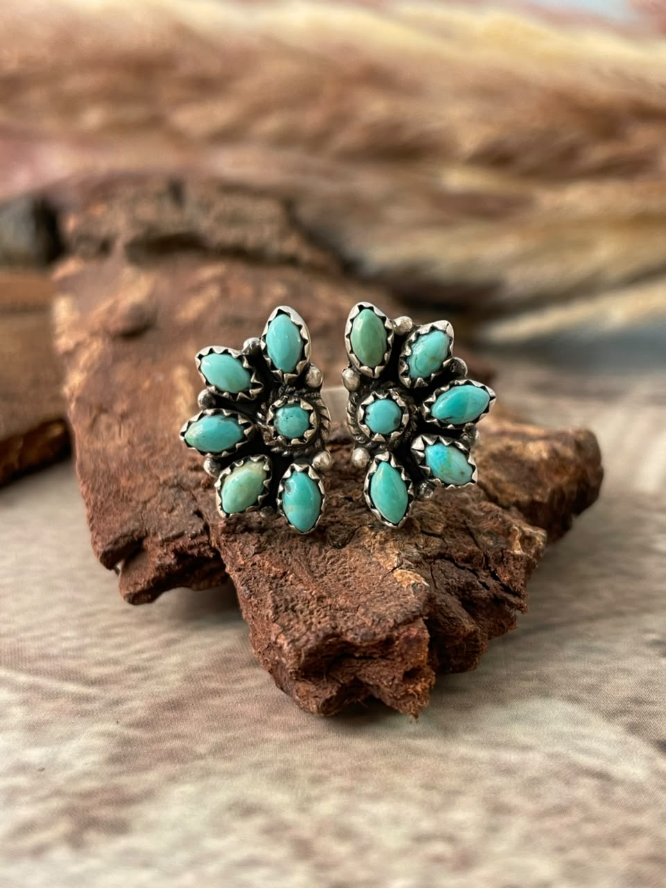 Handmade Sterling Silver Kingman Turquoise Adjustable Ring Signed Nizhoni