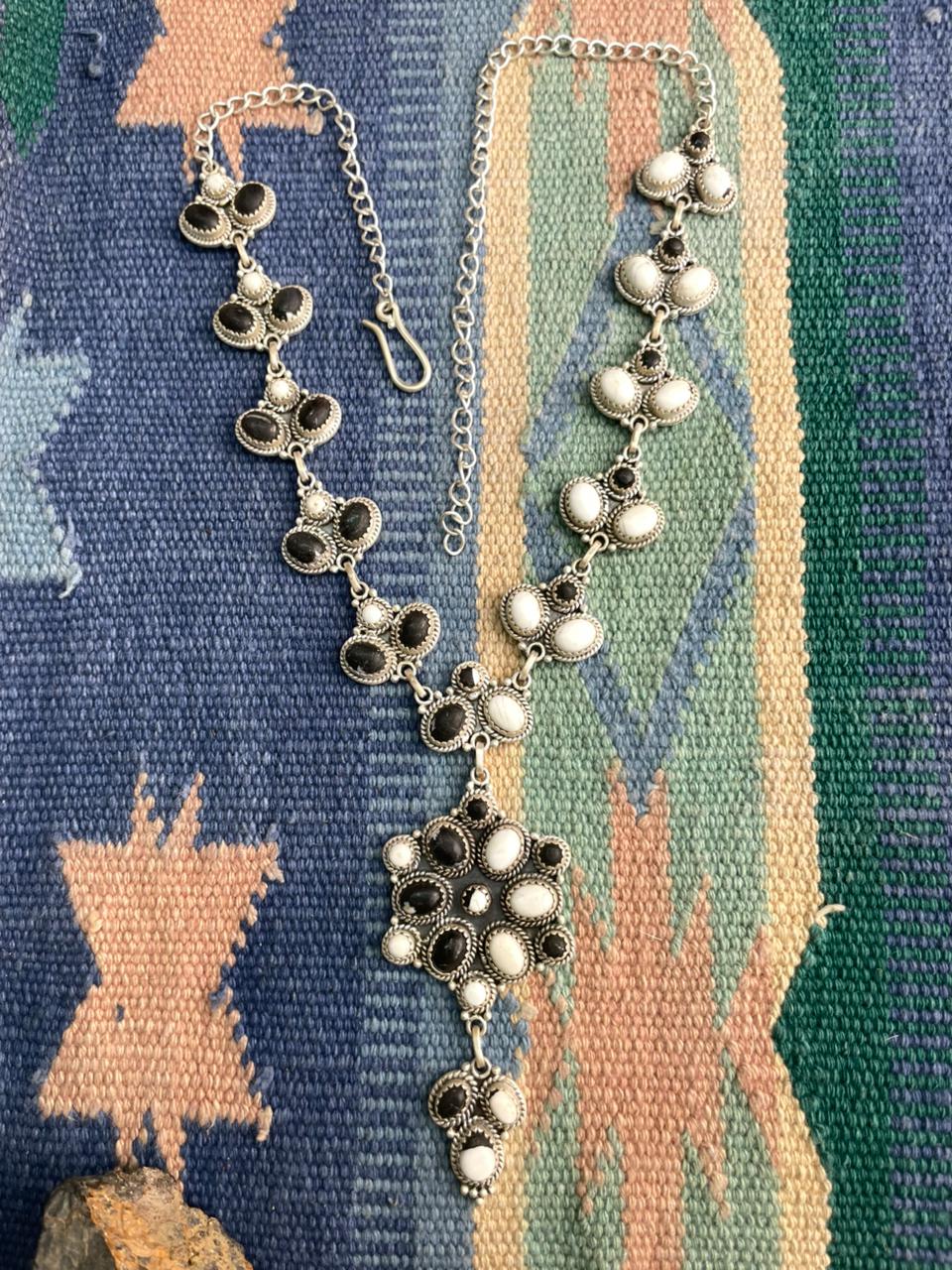 Handmade Sterling Silver White Buffalo Necklace "Signed Nizhoni"