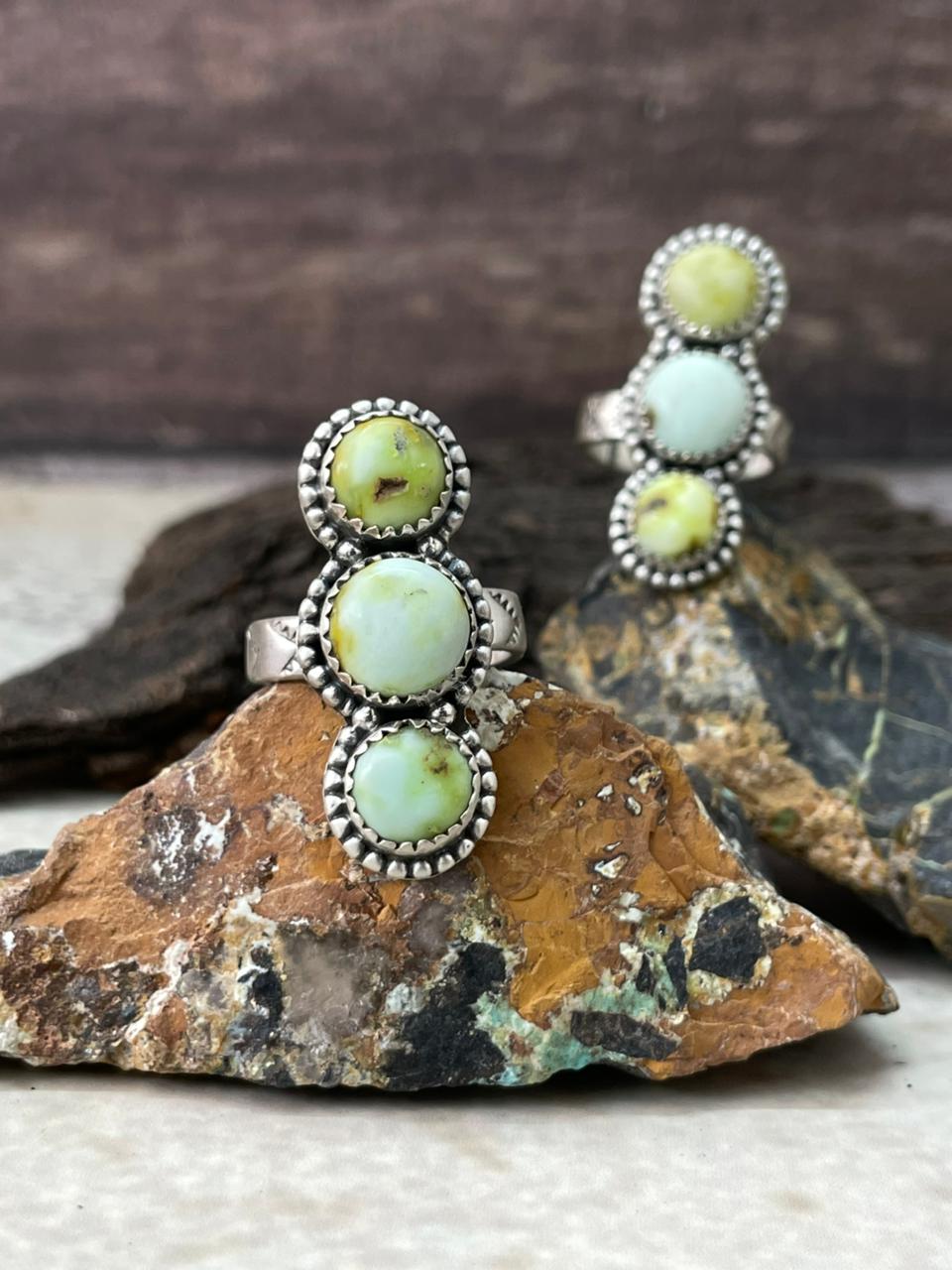 Handmade Sterling Silver Palomino Turquoise Adjustable Ring "Signed Nizhoni"