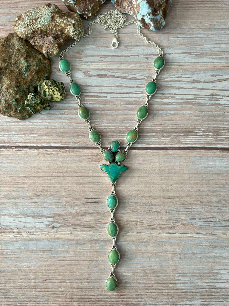 Handmade Sterling Silver Kingman Turquoise Necklace "Signed Nizhoni"