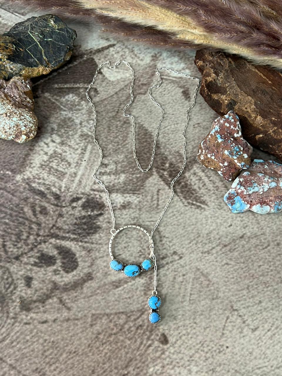 Handmade Sterling Silver Golden Hills Turquoise Necklace "Signed Nizhoni"