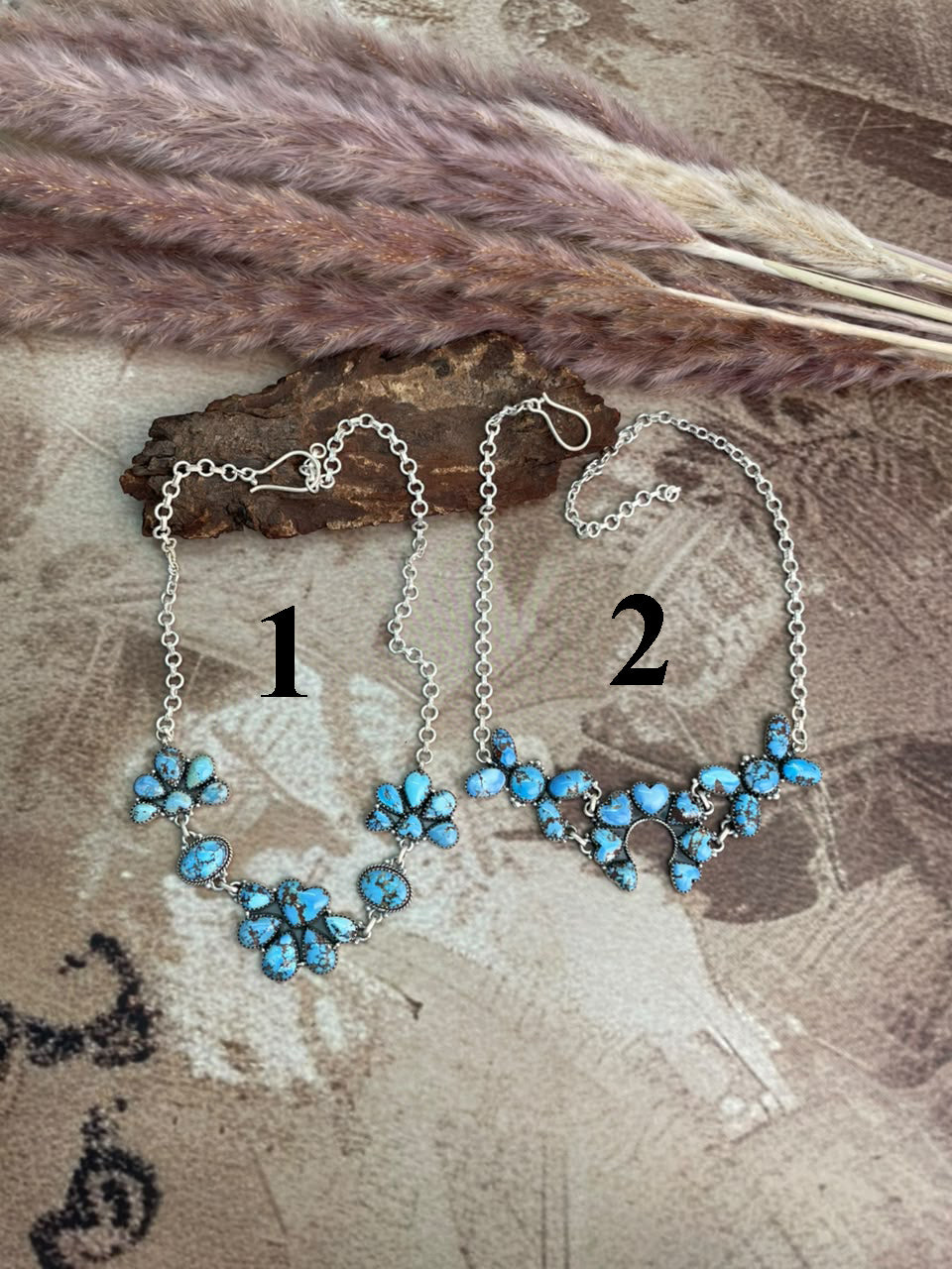 Handmade Sterling Silver Golden Hills Turquoise Necklace Signed Nizhoni