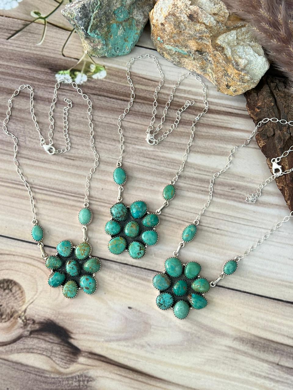 Handmade Sterling Silver Cripple Creek Turquoise Necklace Signed Nizhoni (8)
