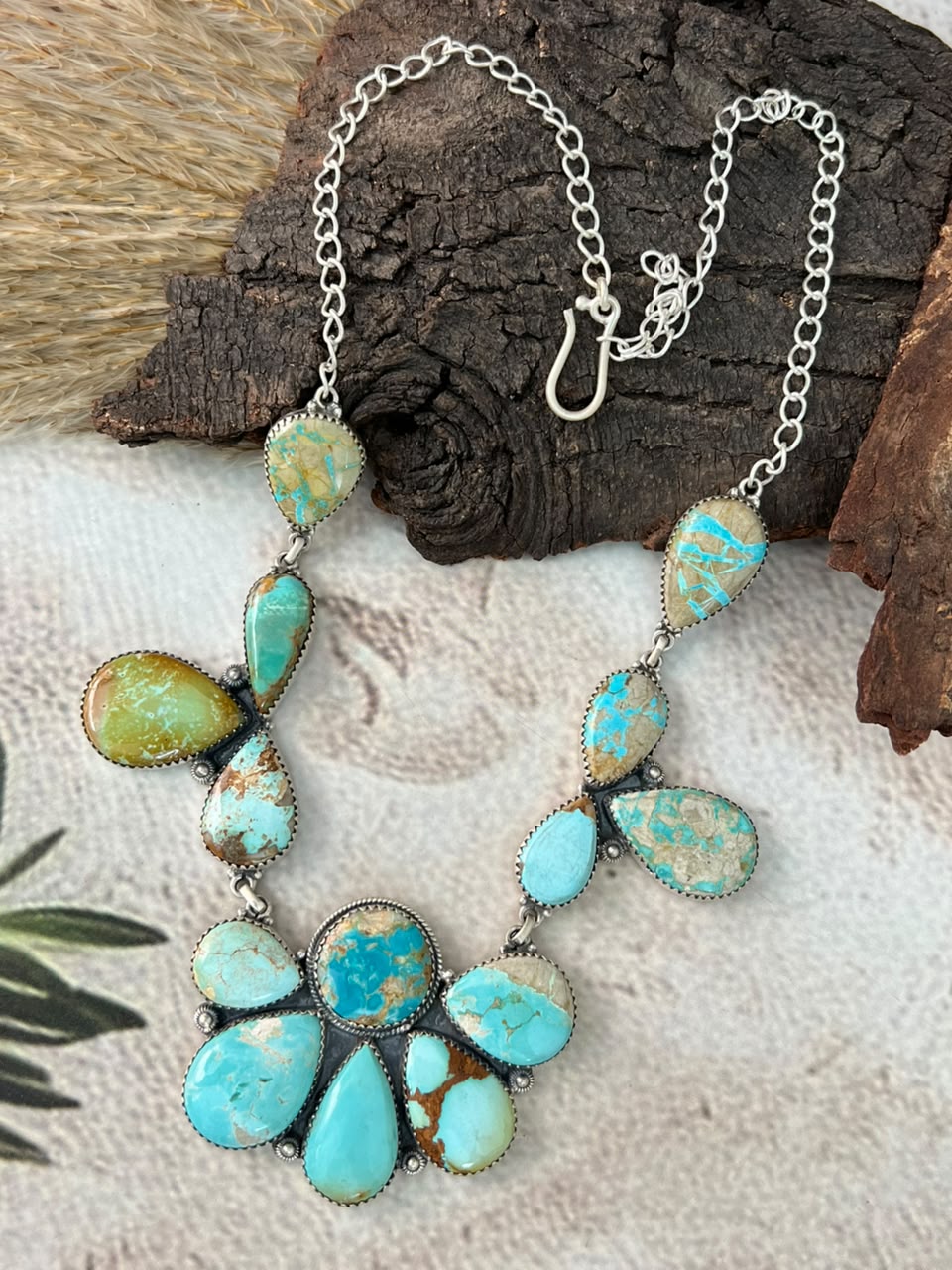 Handmade Sterling Silver Royston Turquoise Necklace Signed Nizhoni