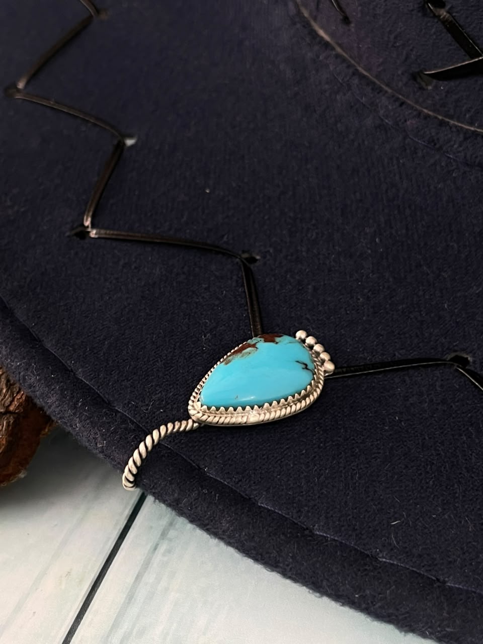 Handmade Sterling Silver Egyptian Turquoise Collection: Hat Pin Signed Nizhoni