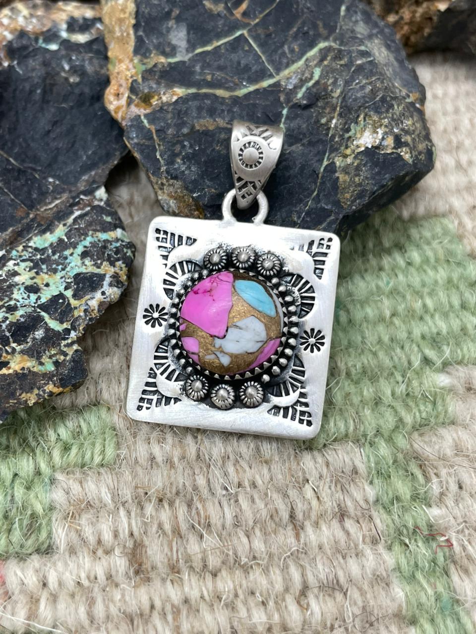 Handmade Sterling Silver Cotton Candy Pendant "Signed Nizhoni"