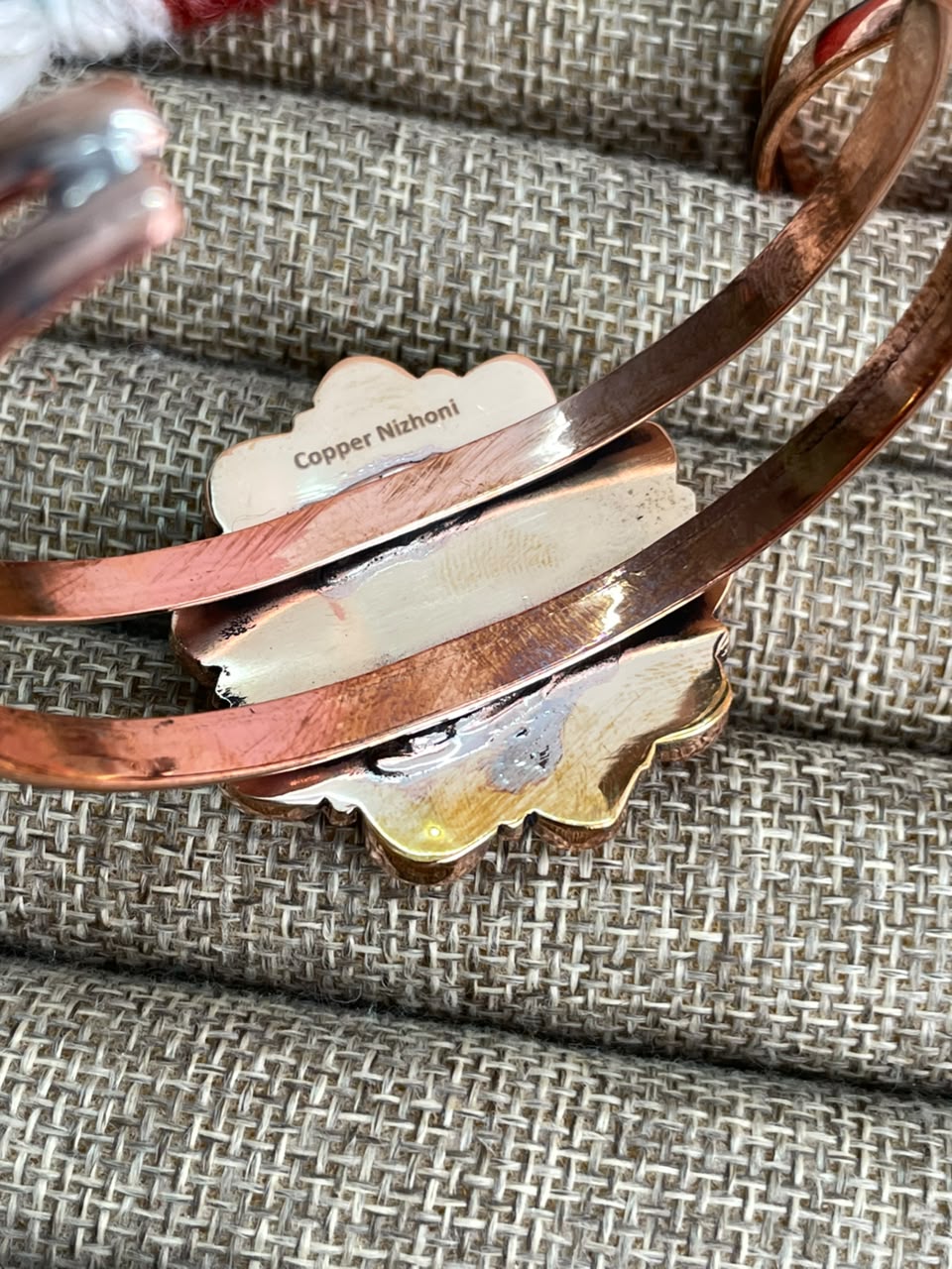 Handmade Sonoran Mountain and Royston Turquoise Copper Collection: Cuff Bracelet Signed Nizhoni
