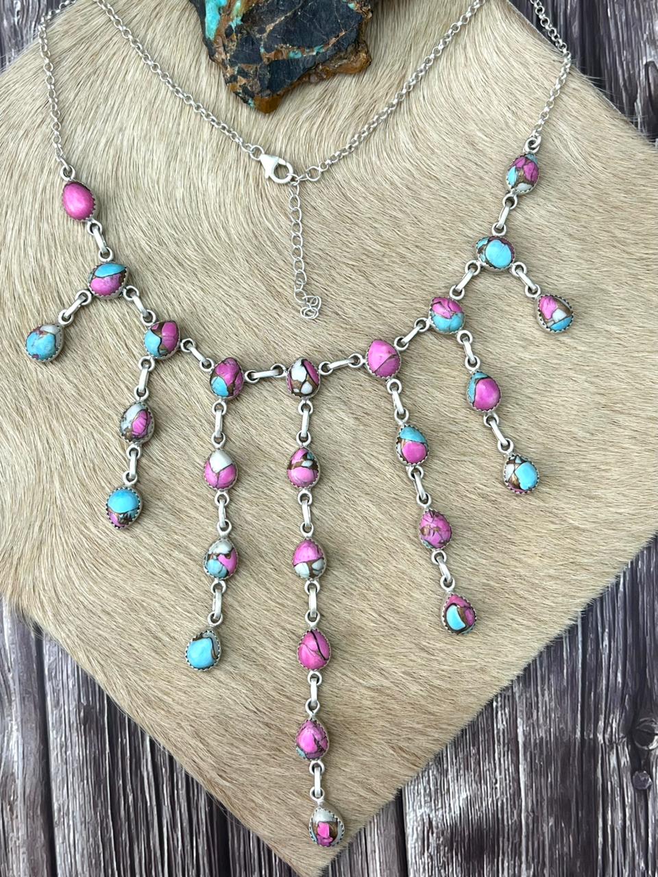 Handmade Sterling Silver Cotton Candy Necklace "Signed Nizhoni"