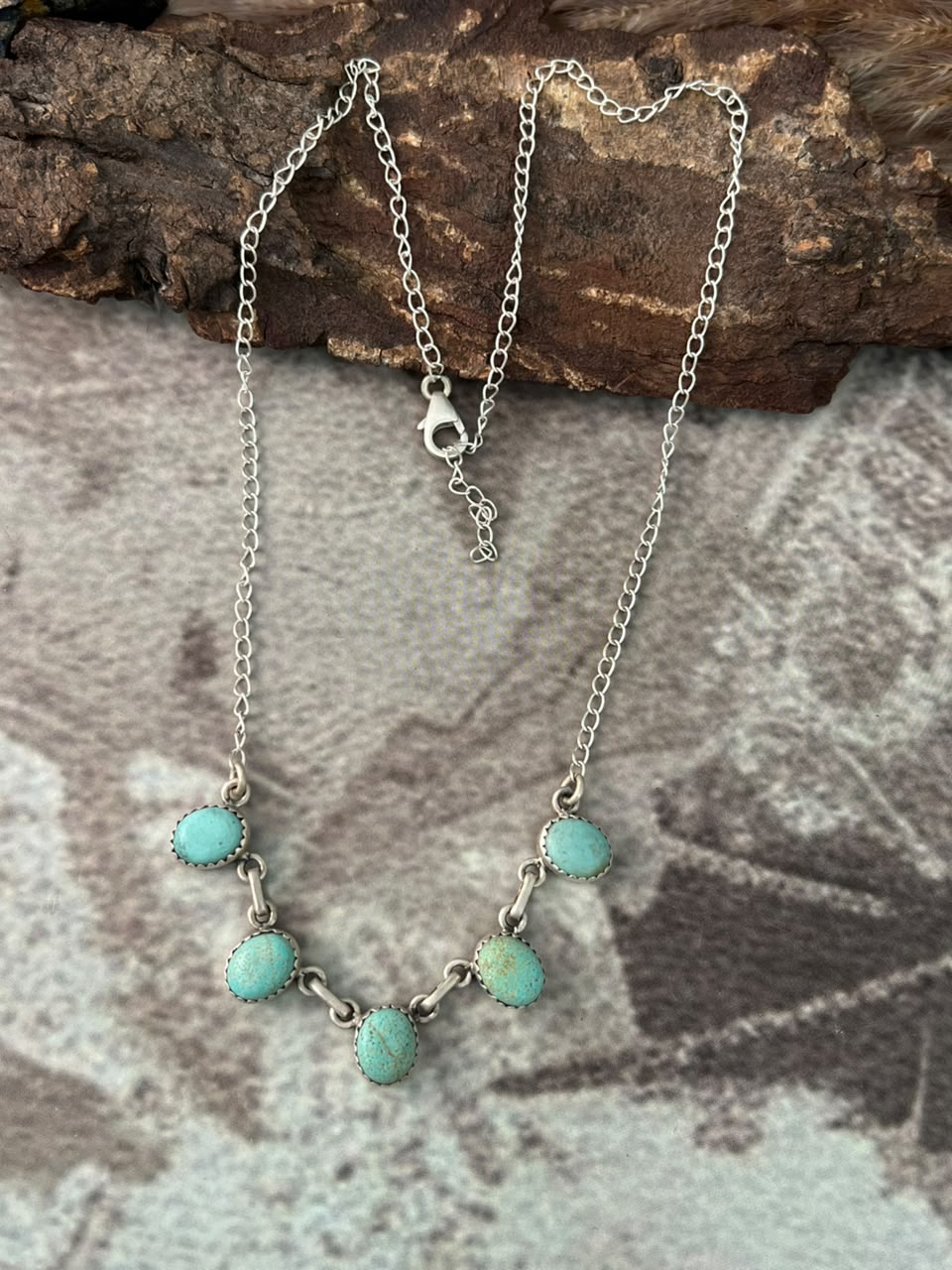 Handmade Sterling Silver Number 8 Turquoise Collection: Necklace Signed Nizhoni