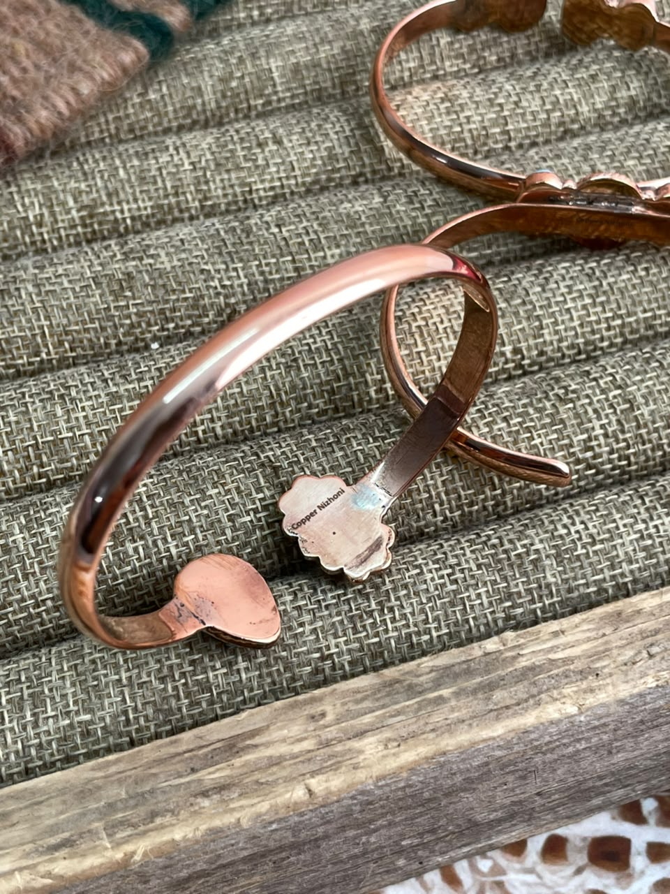 Handmade Golden Hills Turquoise Copper Collection: Cuff Bracelet Signed Nizhoni