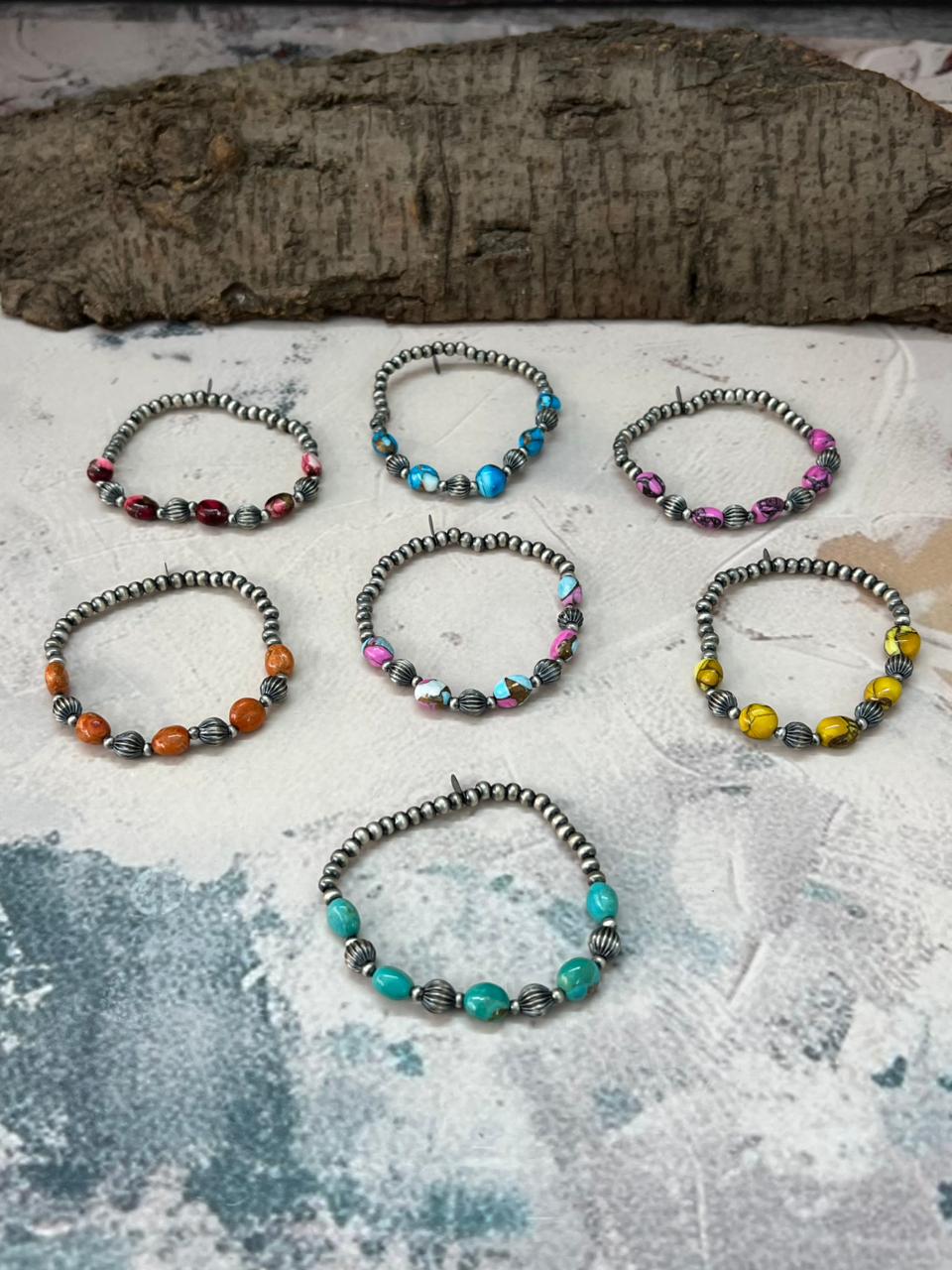 Handmade Sterling Silver Multi Stone Beaded Bracelet