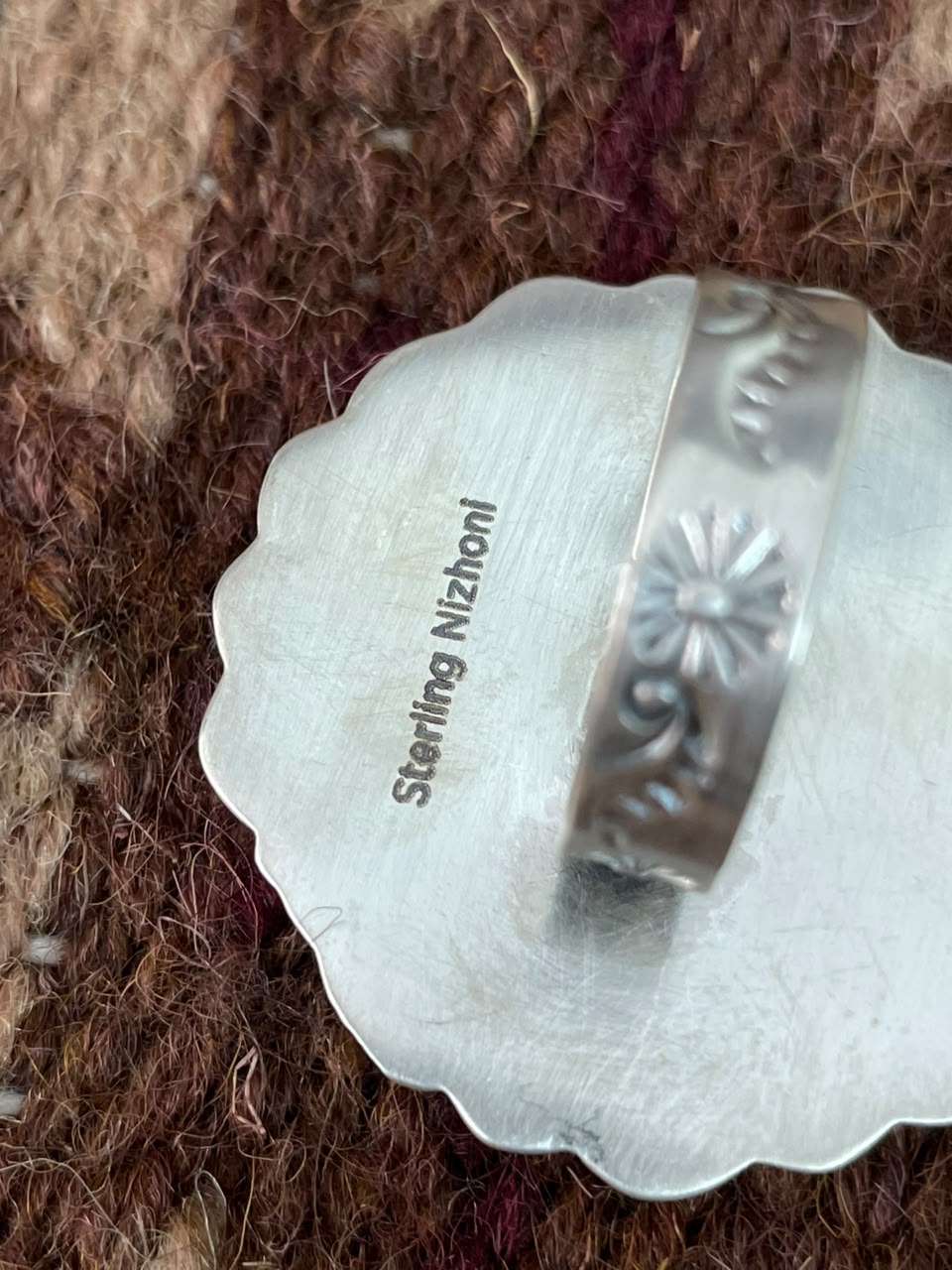 Handmade Sterling Silver Kingman Turquoise Adjustable Ring Signed Nizhoni