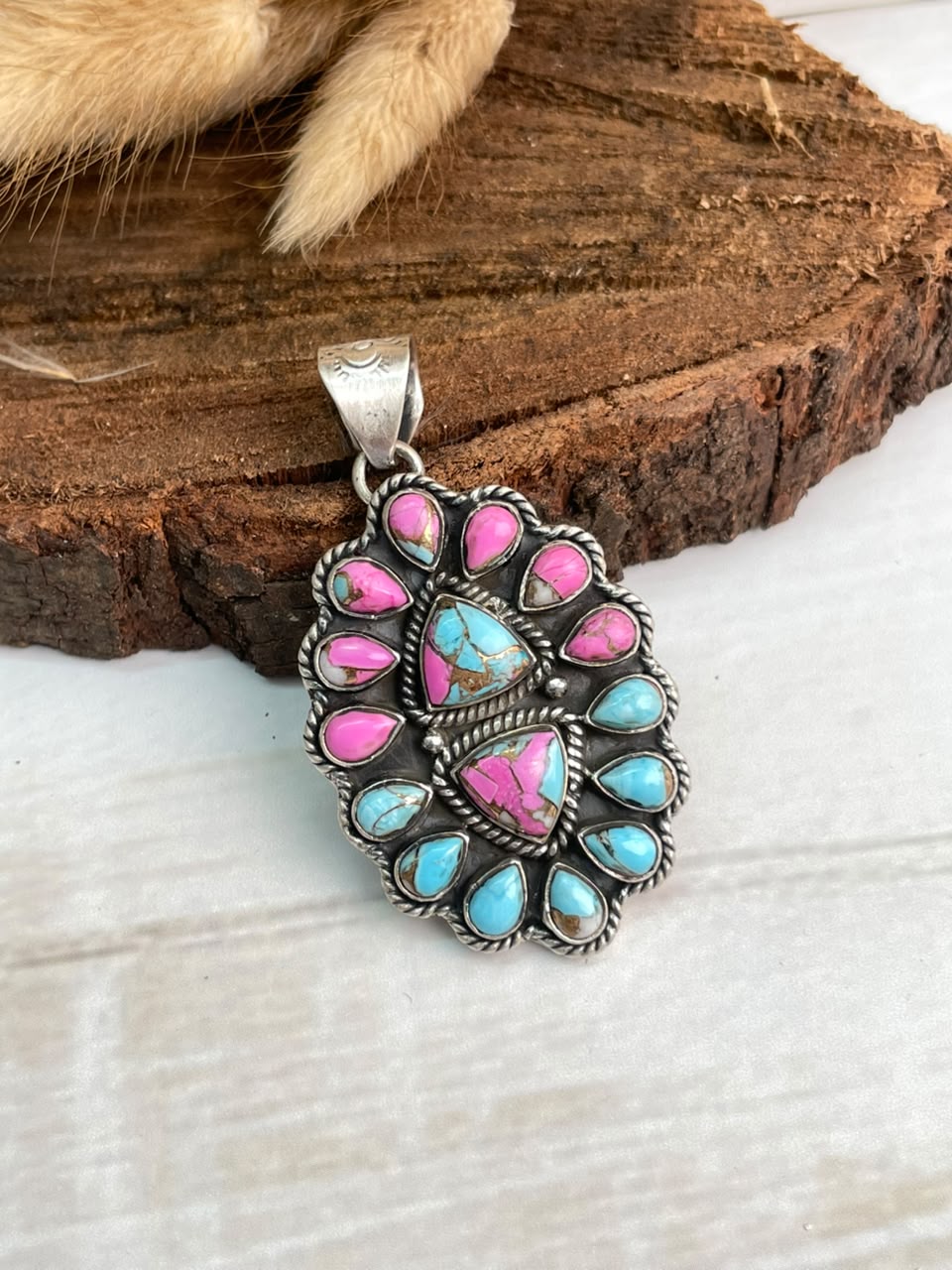 Handmade Sterling Silver Cotton Candy Pendant Signed Nizhoni