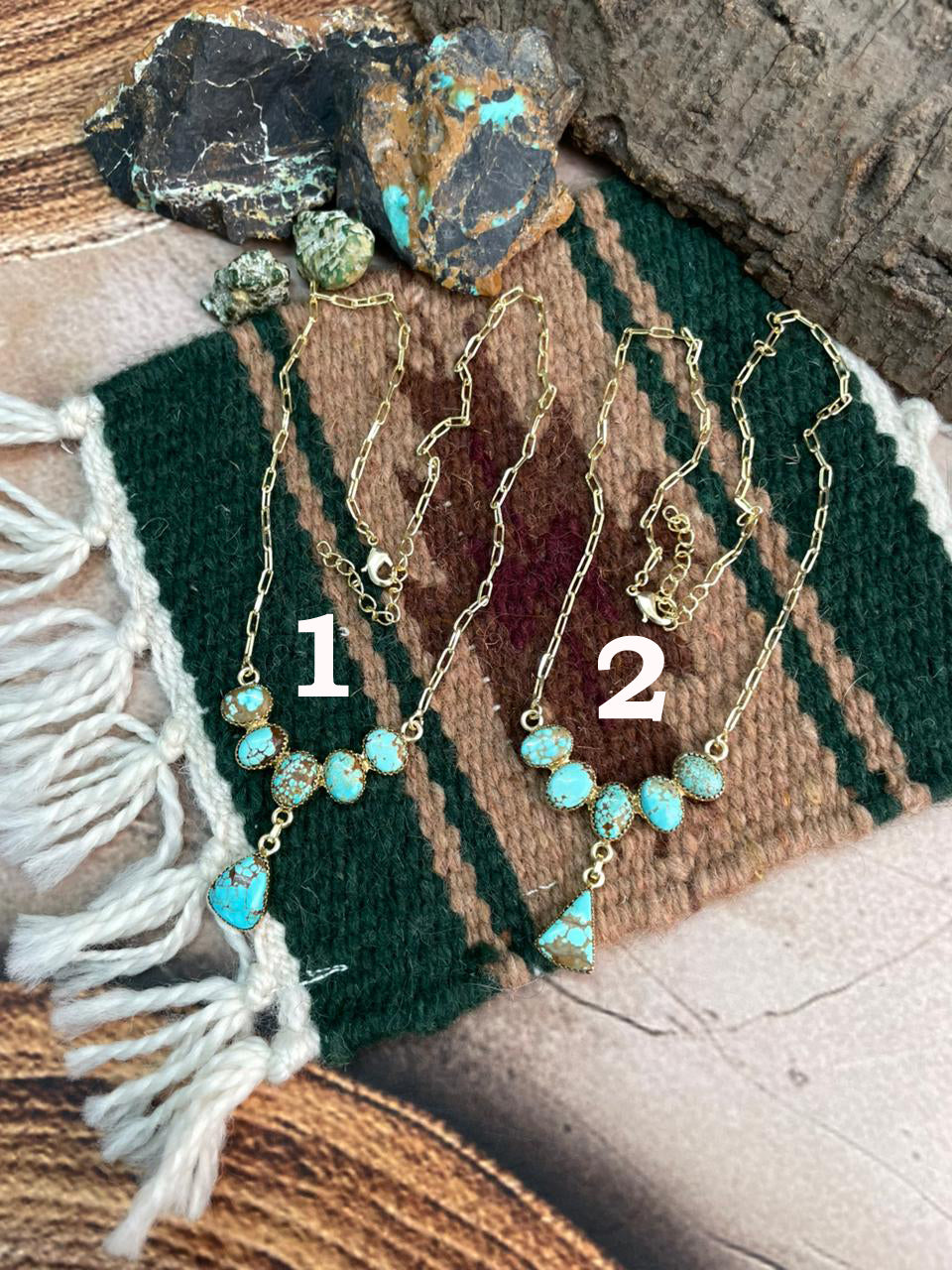 “The Golden Collection” Handmade Number 8 Turquoise with Gold Drop Necklace