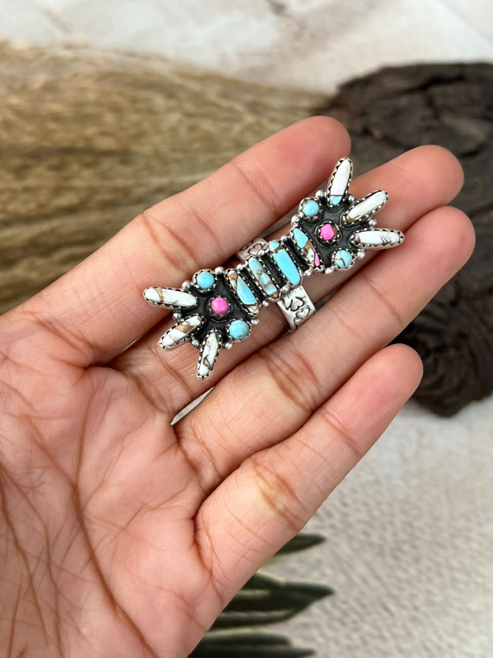 Handmade Sterling Silver Cotton Candy Adjustable Ring Signed Nizhoni