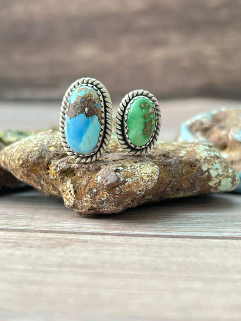 Handmade Sterling Silver Golden Hills with Sonoran Mountain Turquoise Adjustable Ring "Signed Nizhoni"