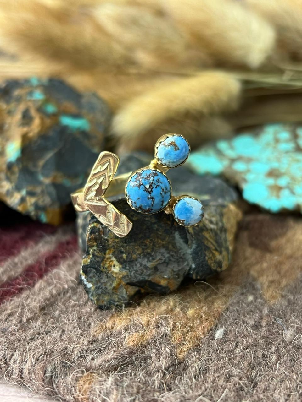 “The Golden Collection” Natural Golden Hills Turquoise Adjustable Ring