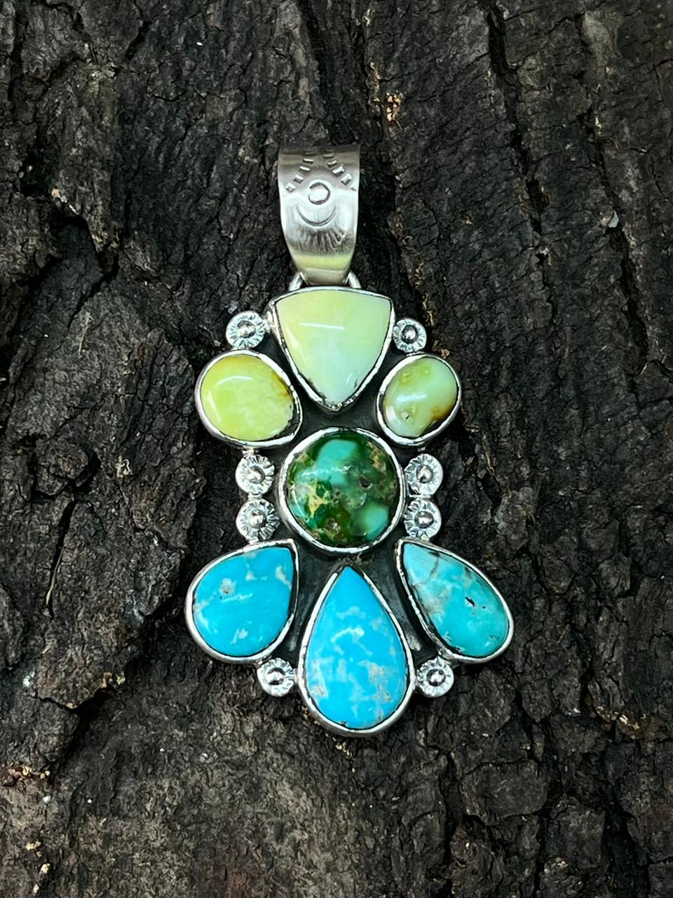 Handmade Sterling Silver Sonoran, White Water, Palomino Pendant "Signed Nizhoni"