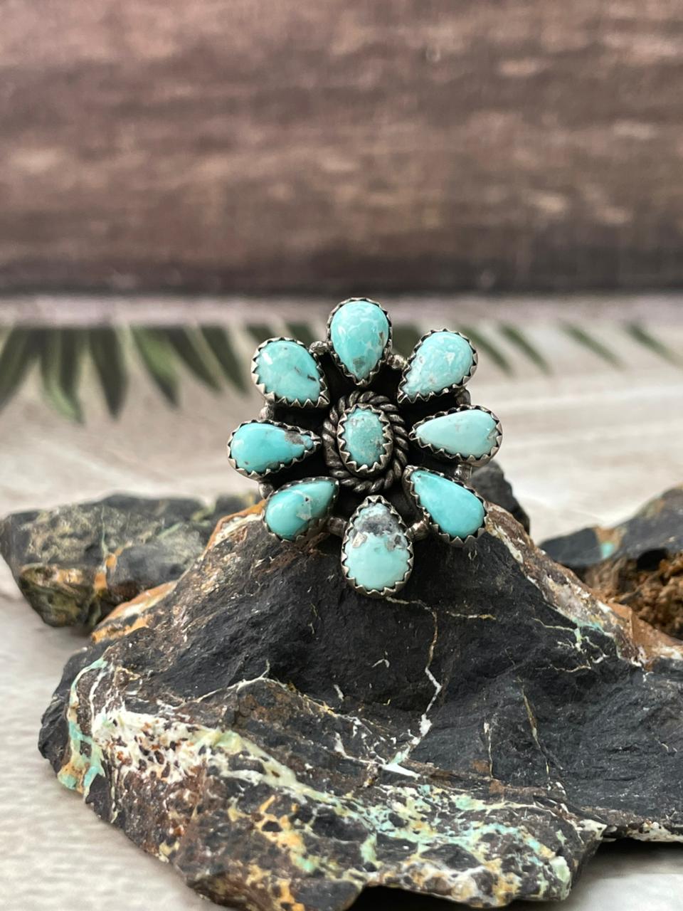 Handmade Sterling Silver White Water Adjustable Ring "Signed Nizhoni"