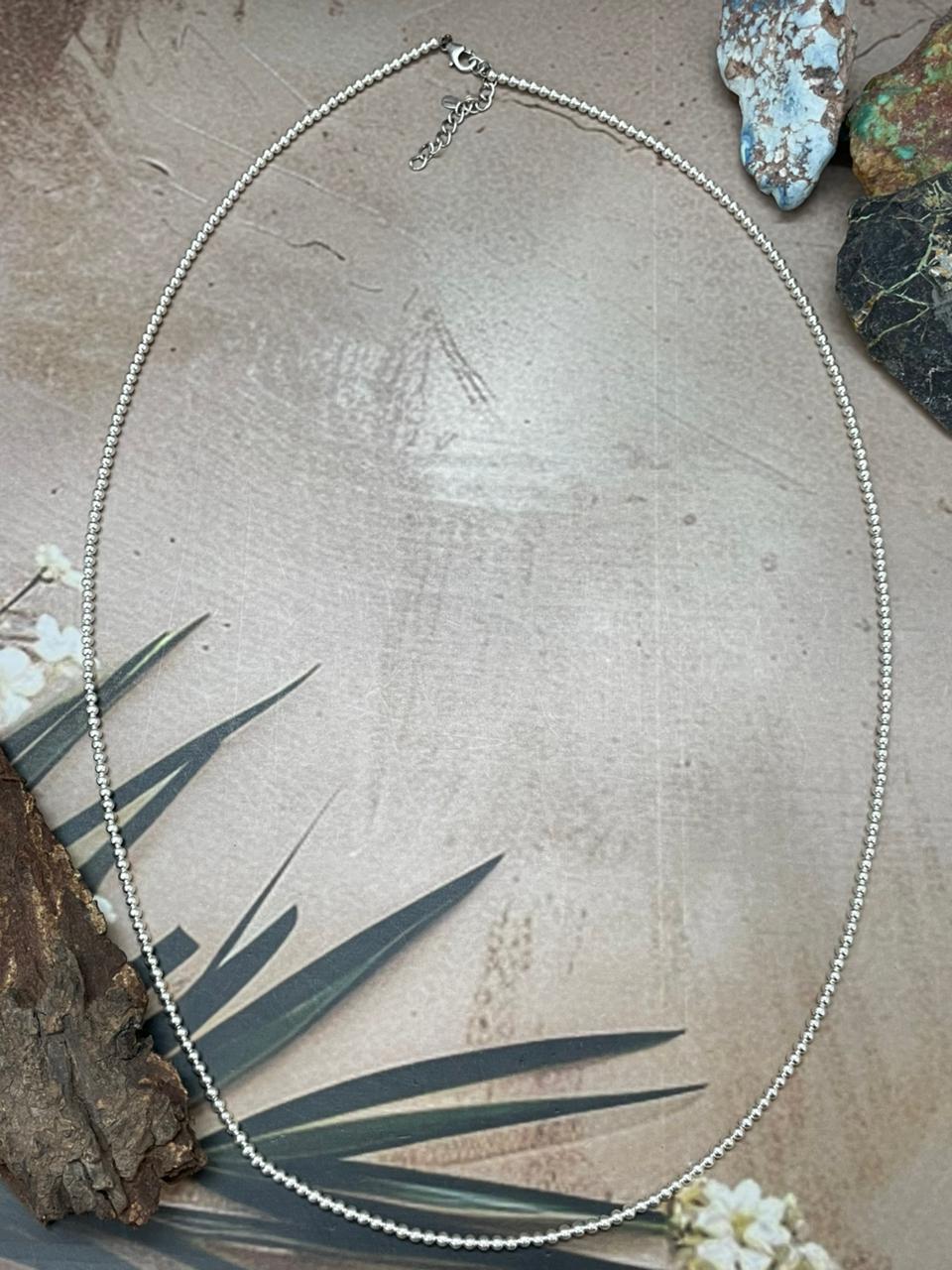 Handmade Sterling Silver Beaded Necklace "Signed Nizhoni"