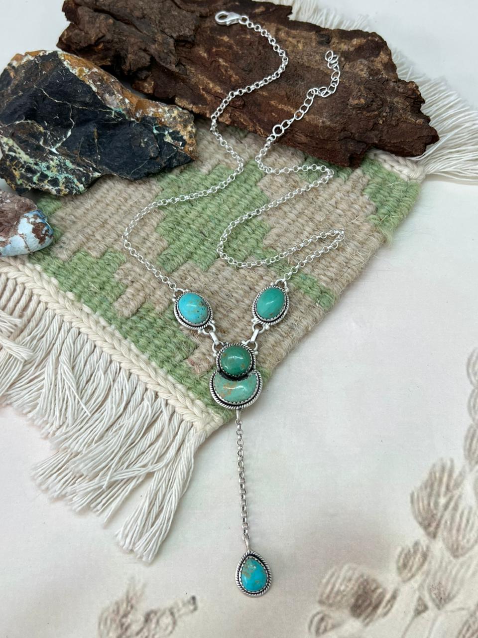 Handmade Sterling Silver Old Stock Royston Turquoise Necklace "Signed Nizhoni"