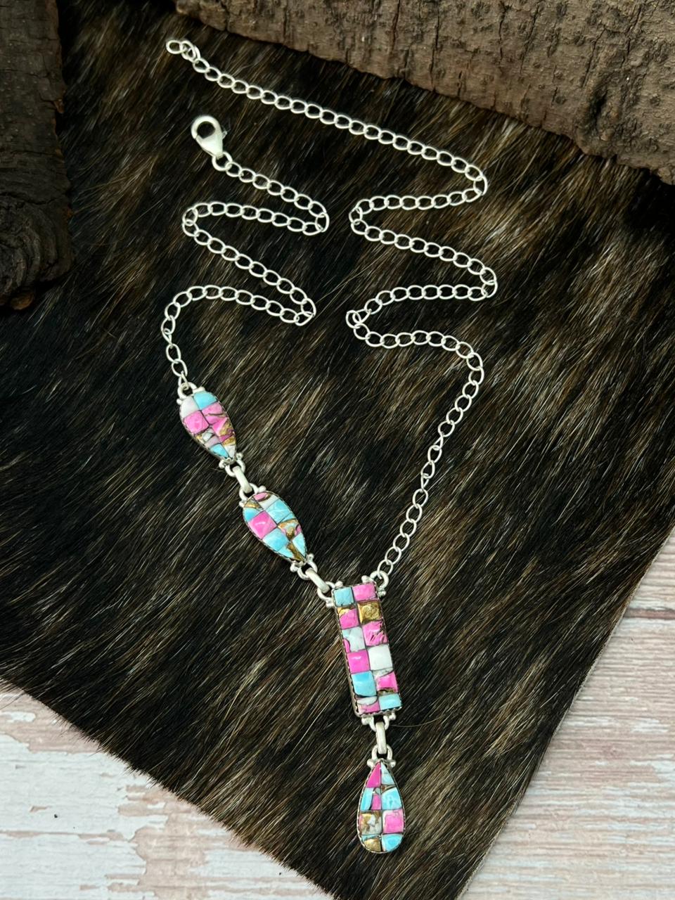 Handmade Sterling Silver Cotton Candy Necklace "Signed Nizhoni"