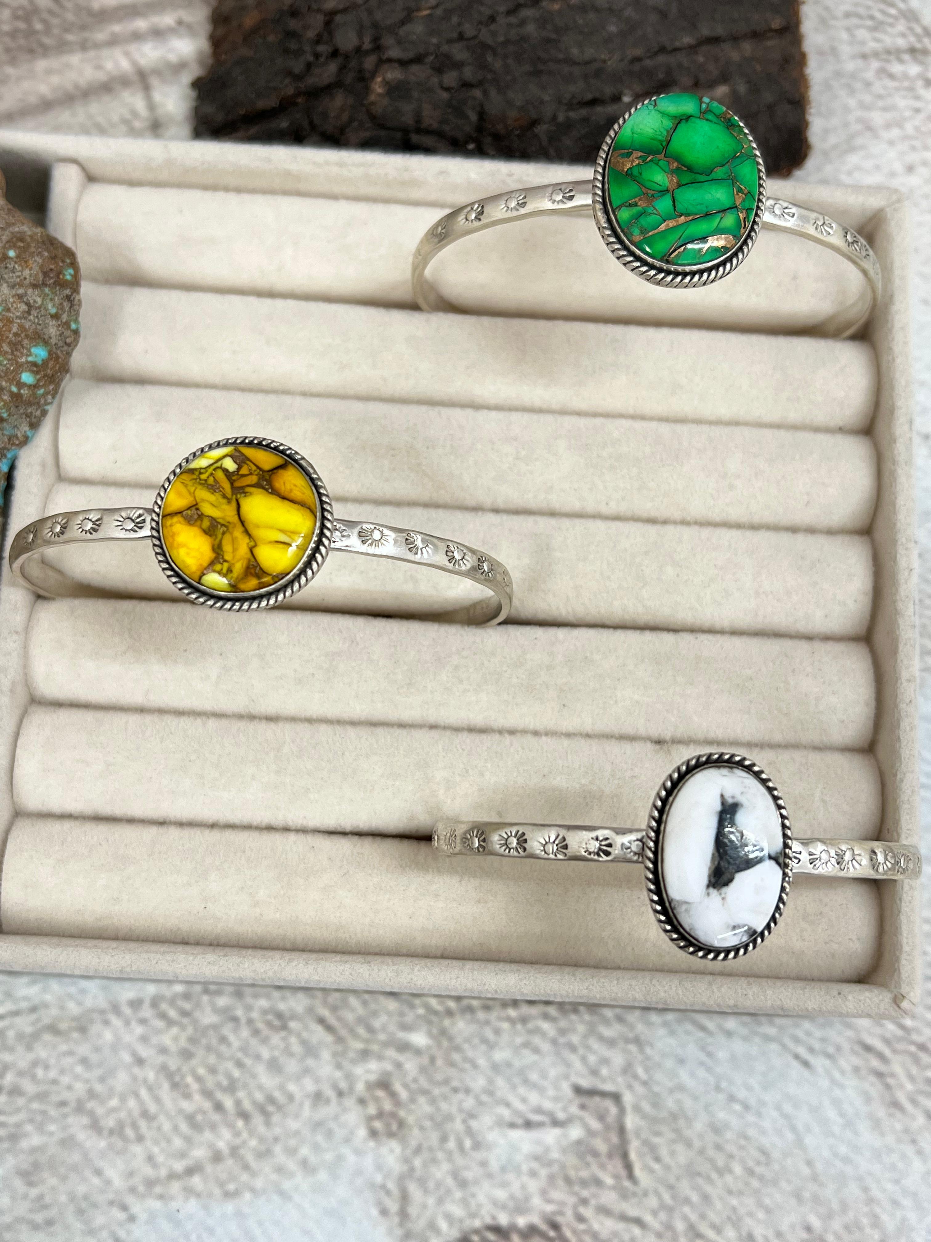 Handmade Sterling Silver Multi Stone Bracelet with Signed Nizhoni (3)