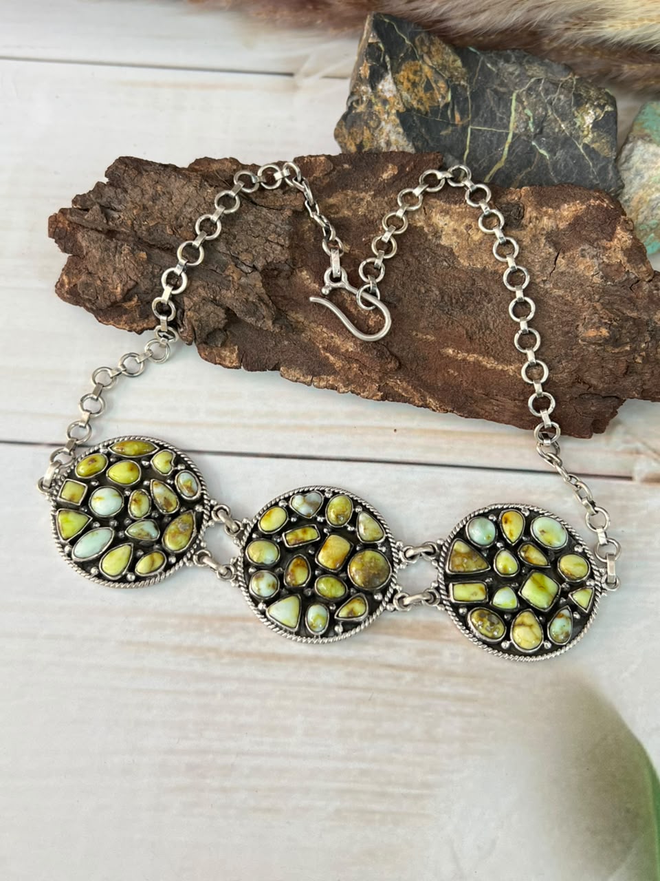 Handmade Sterling Silver Palomino Turquoise Choker Necklace Signed Nizhoni