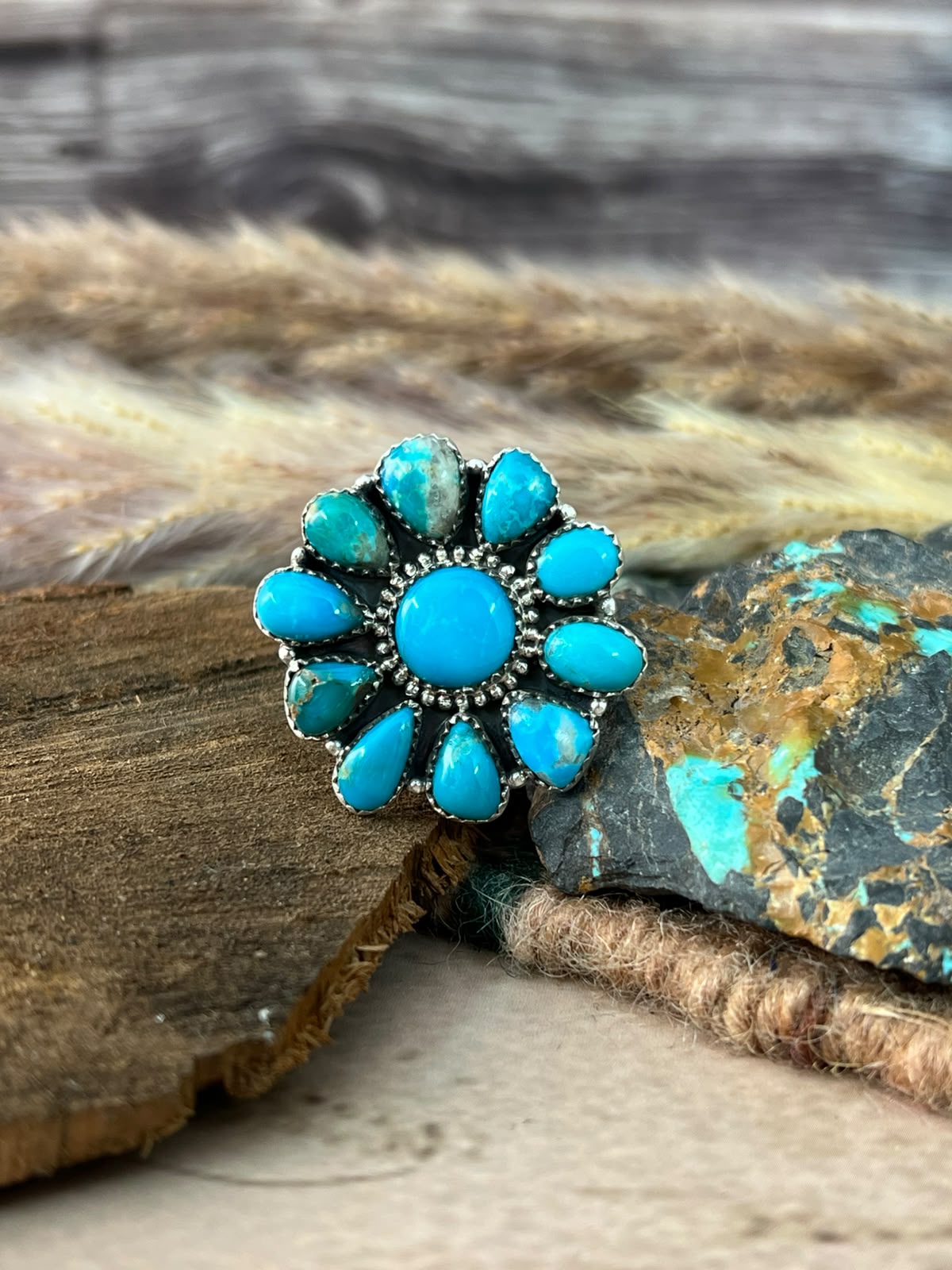 Handmade Sterling Silver Hardy Pit Collection: Adjustable Ring Signed Nizhoni