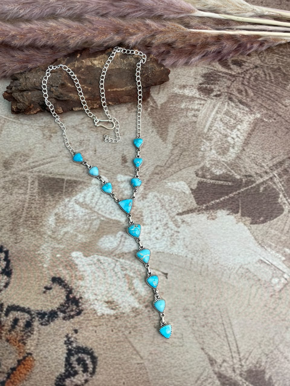 Handmade Sterling Silver Sierra Bella Turquoise Necklace Signed Nizhoni