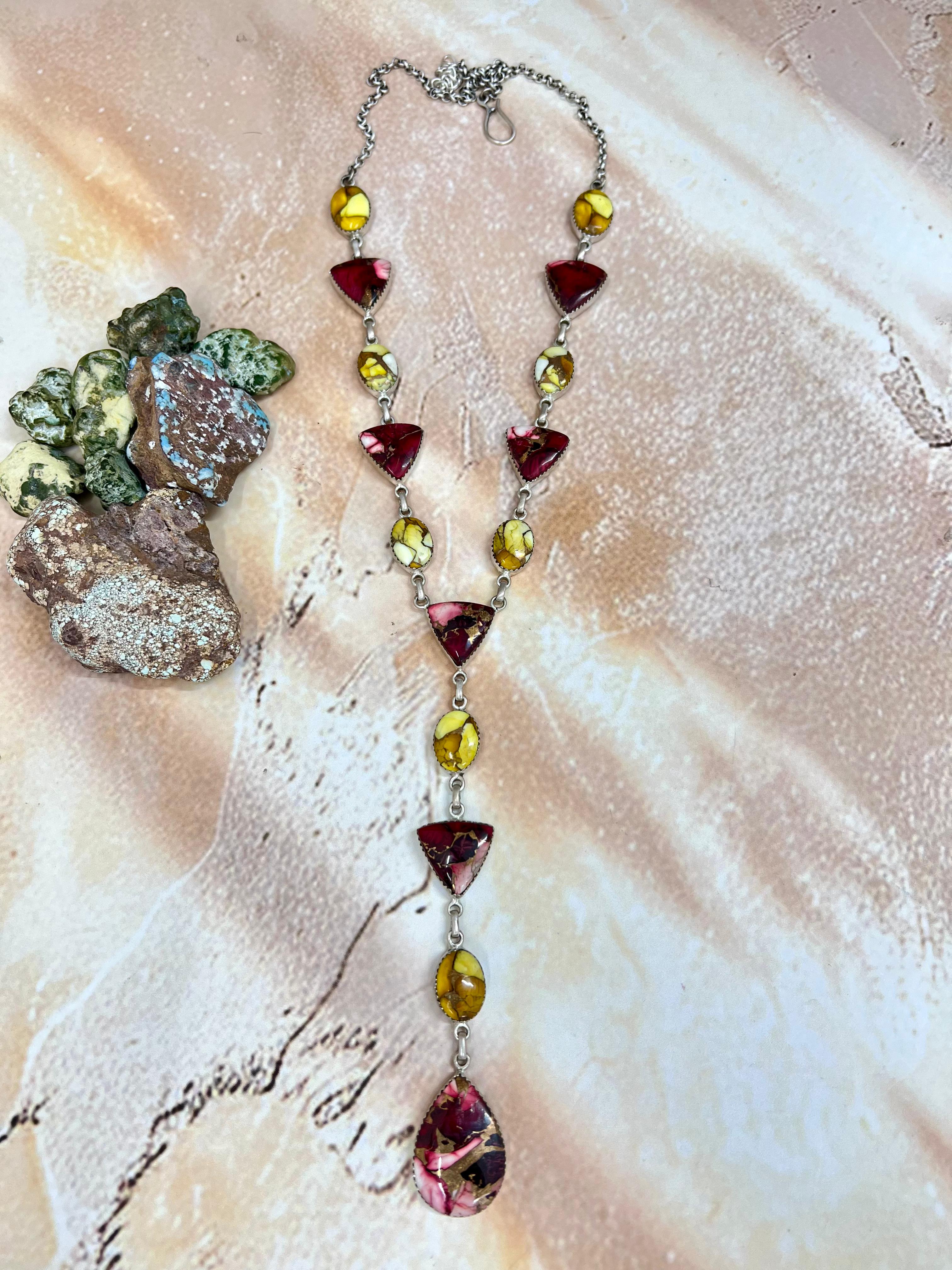 Handmade Sterling Silver Honey Dahlia with Dahlia Rose Necklace with Signed Nizhoni