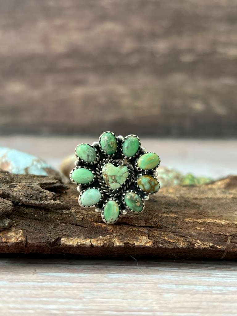 Handmade Sterling Silver Variscite Adjustable Ring Signed Nizhoni