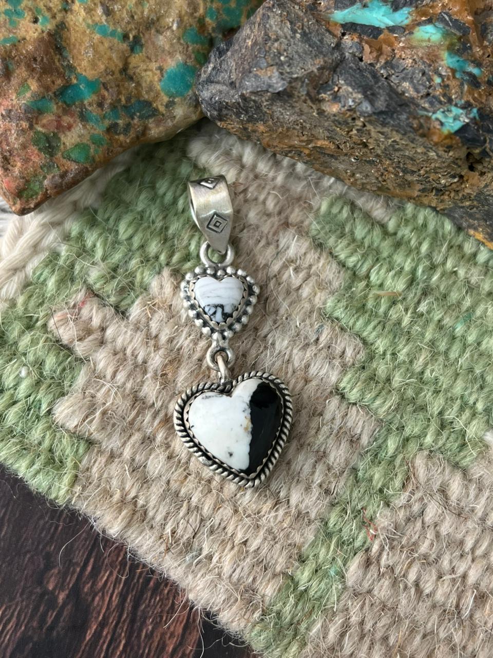 Handmade Sterling Silver White Buffalo Pendant "Signed Nizhoni"