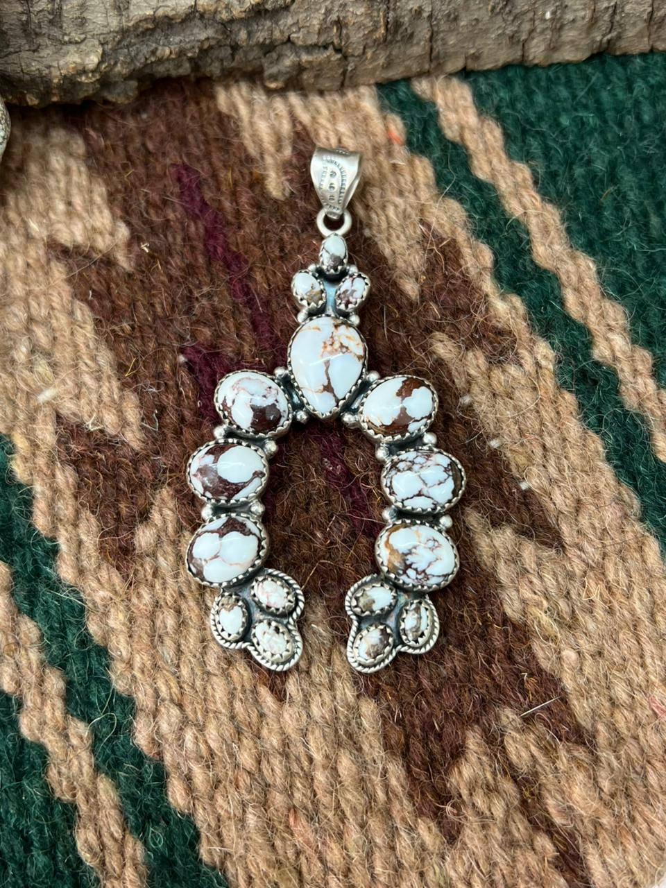 Handmade Sterling Silver Wildhorse Magnesite Naja Pendant "Signed Nizhoni"