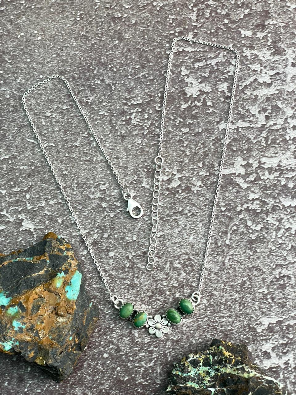 Handmade Sterling Silver Kingman Turquoise Necklace "Signed Nizhoni"