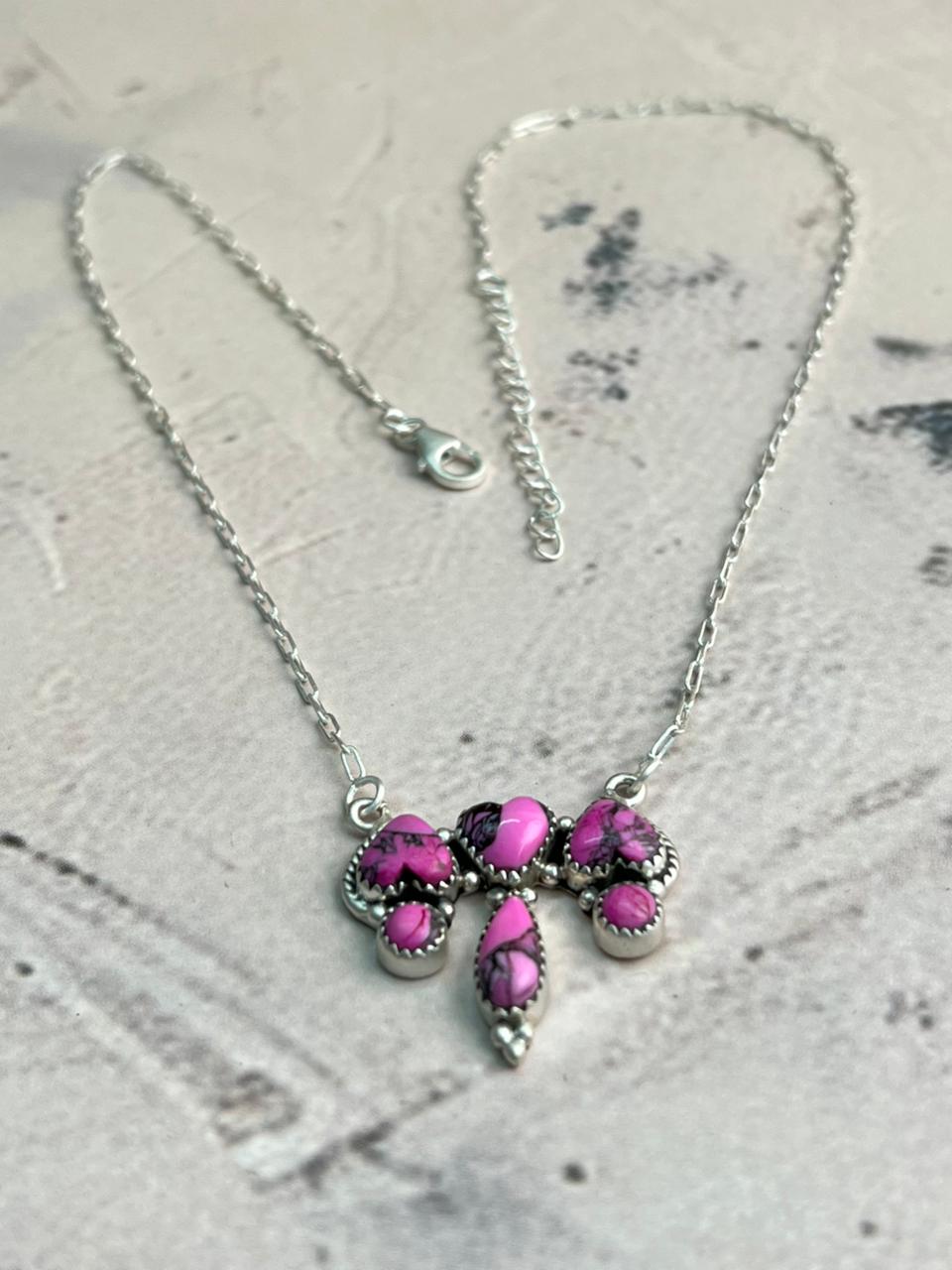 Handmade Sterling Silver Cherry Blossom Necklace "Signed Nizhoni"