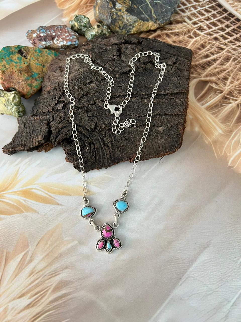 Handmade Sterling Silver Cotton Candy Necklace "Signed Nizhoni"