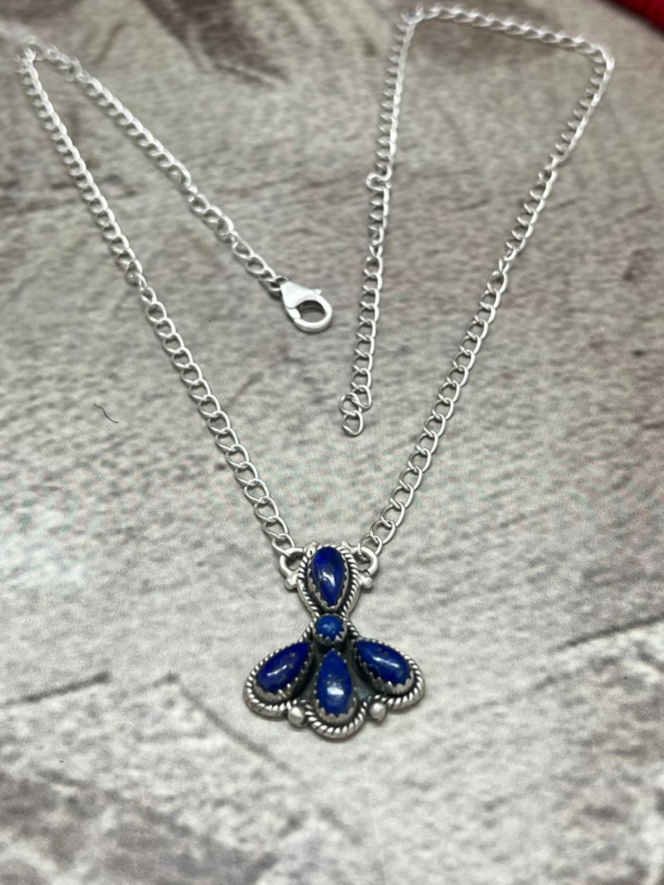 Handmade Sterling Silver Lapis Necklace "Signed Nizhoni"